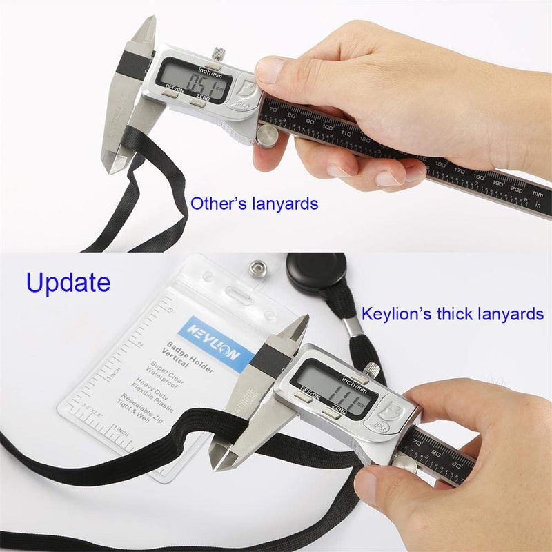 KEYLION Cruise Flat Lanyard with Retractable Badge Reel & Heavy Duty Clear Vertical ID Card Name Badge Holder (Black,3 Pack) - Image 3